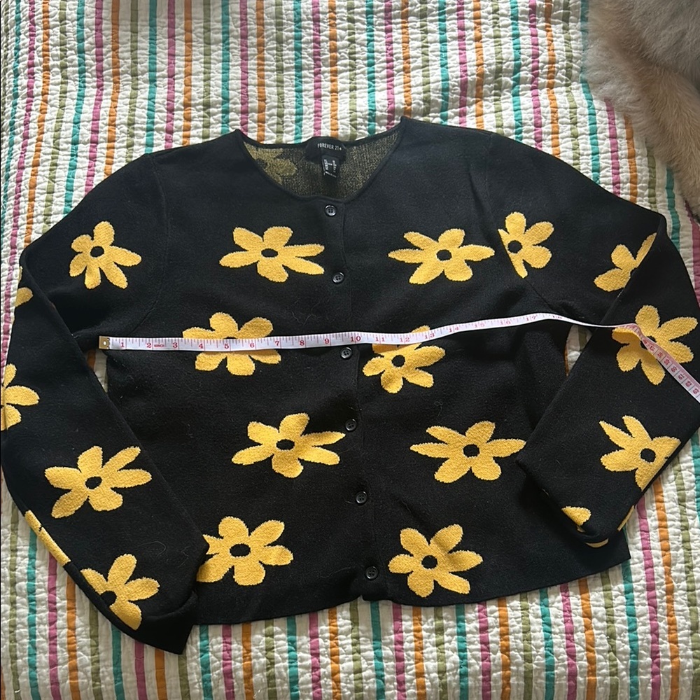Forever 21 Black and Yellow Floral Cardigan